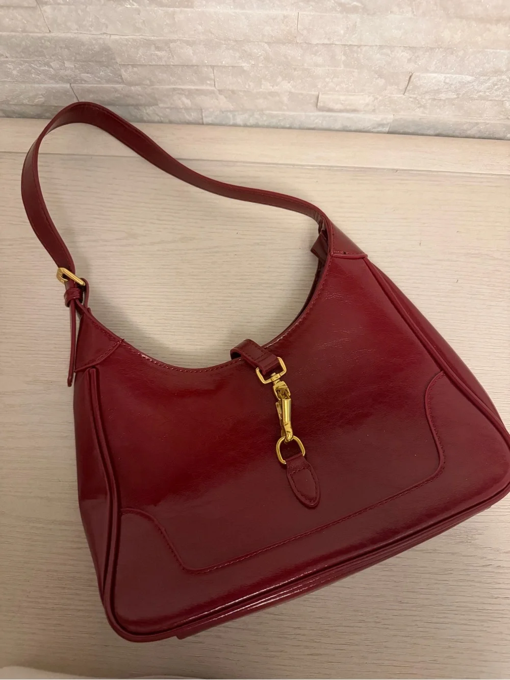 Classic Women's Shoulder Bag in Deep Red